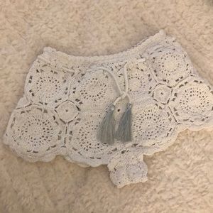 Poupette st Barth white crochet shorts